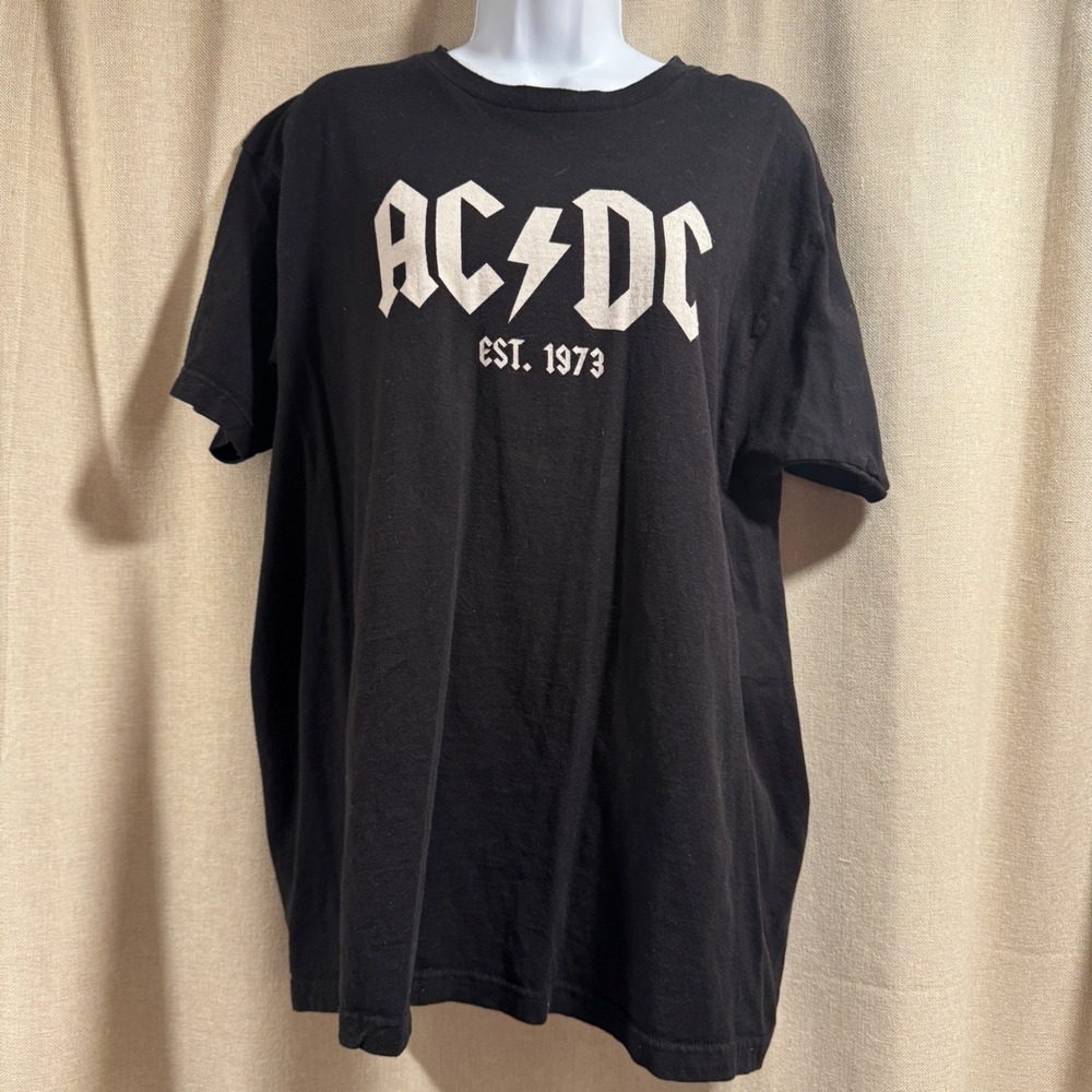 Y2K‎ VTG ACDC Est. 1973 Band Tee T-Shirt Black XL Rock & Roll Music